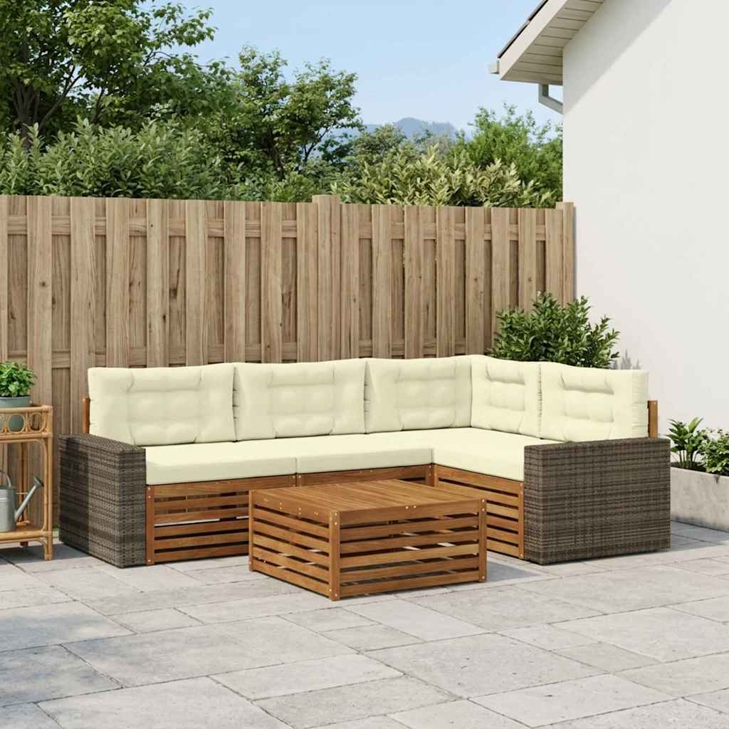 vidaXL Zestaw sof na zewnątrz 5 pcs Naturalny i Kremowy