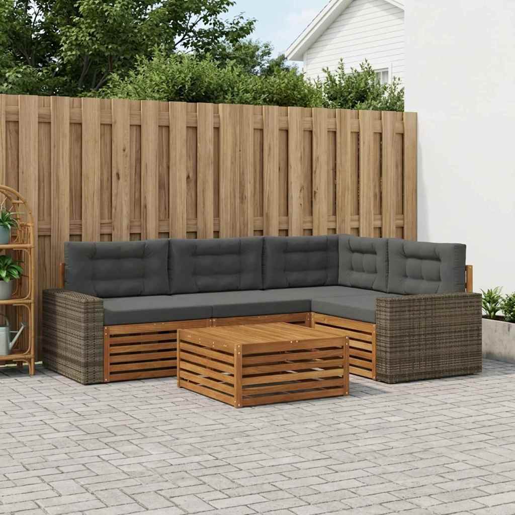 vidaXL Zestaw sof na zewnątrz 5 pcs Naturalny i Antracytowy