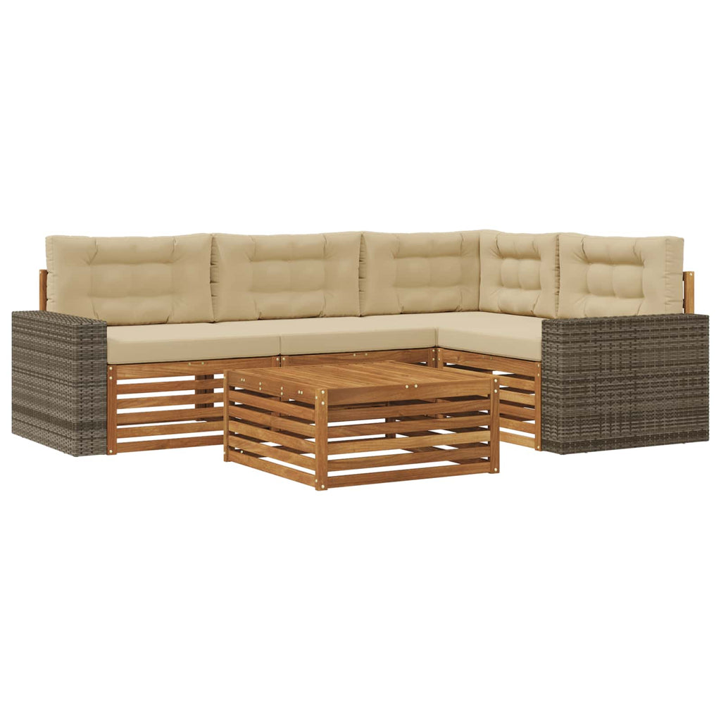 vidaXL Zestaw sof na zewnątrz 5 pcs Naturalny i Beżowy 79 x 79 x 37 cm