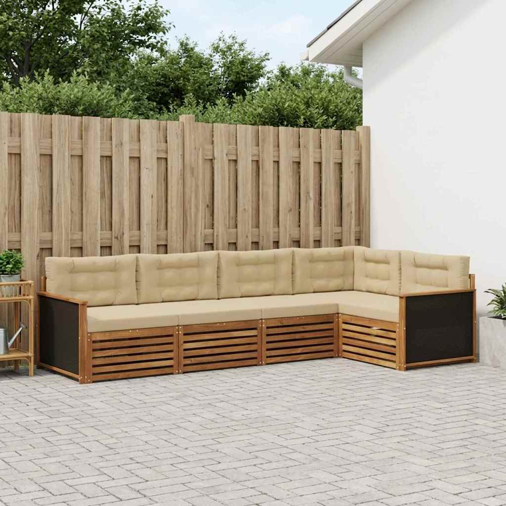 vidaXL Zestaw sof na zewnątrz 5 pcs Naturalny i Beżowy