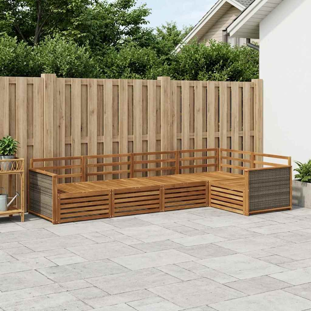 vidaXL Zestaw sof na zewnątrz 5 pcs naturalny Lite Drewno Akacji