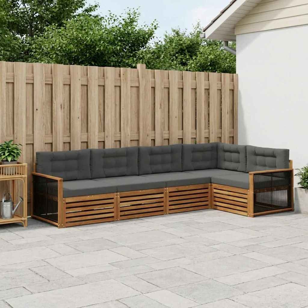 vidaXL Zestaw sof na zewnątrz z poduszką 5 pcs Naturalny i Antracytowy