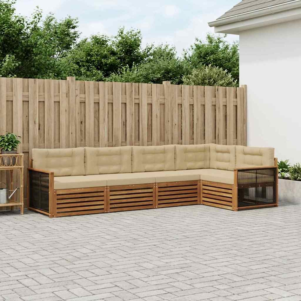 vidaXL Zestaw sof na zewnątrz z poduszką 5 pcs Naturalny i Beżowy