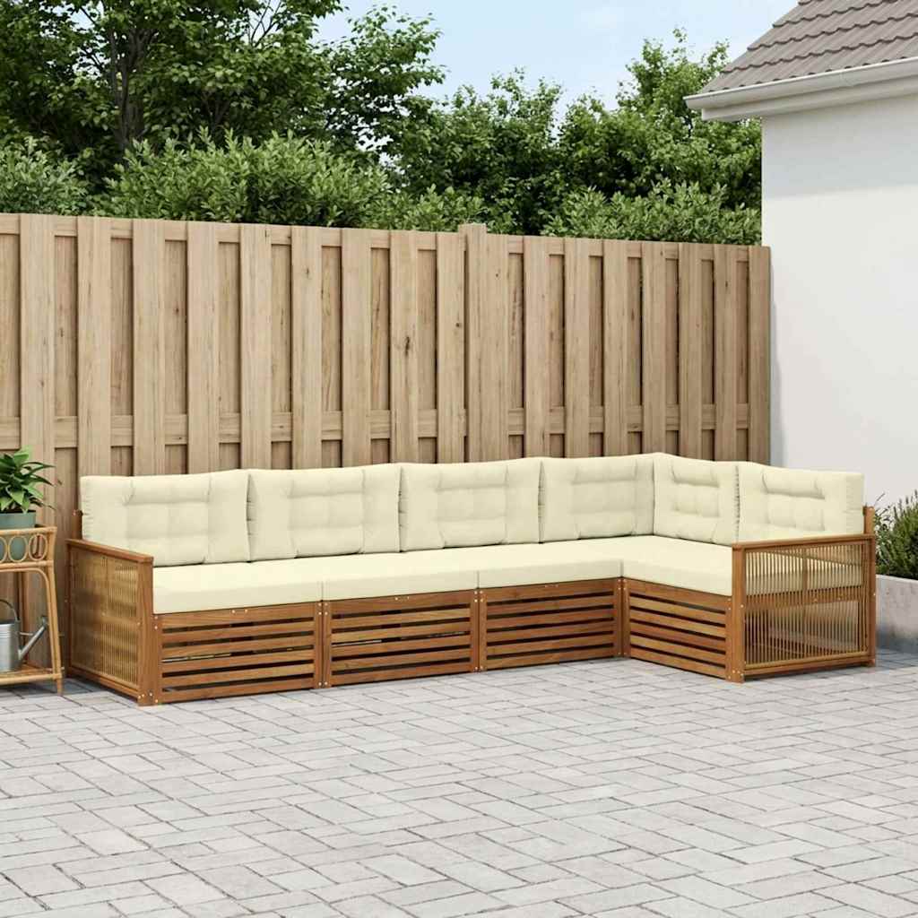 vidaXL Zestaw sof na zewnątrz z poduszką 5 pcs Naturalny i Kremowy