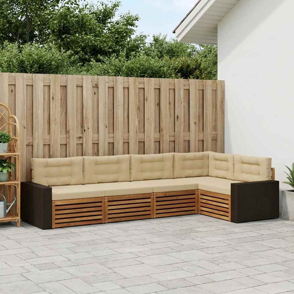 vidaXL Zestaw sof na zewnątrz 5 pcs Naturalny i Beżowy