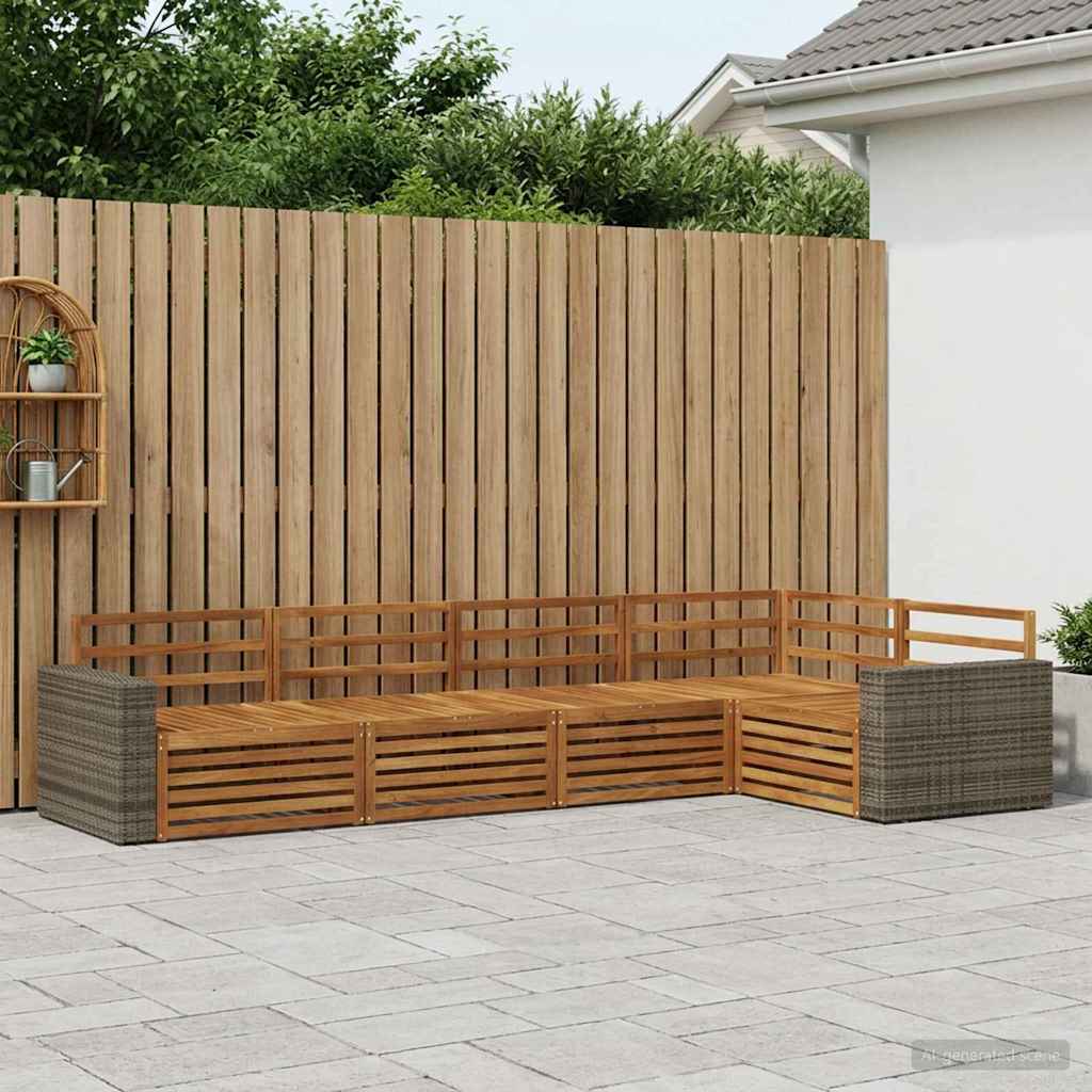vidaXL Zestaw sof na zewnątrz 5 pcs naturalny 331 x 172,5 x 73 cm