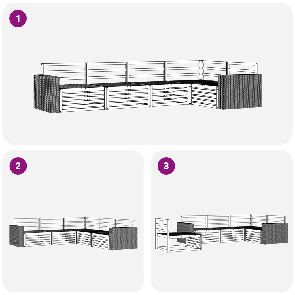 vidaXL Zestaw sof na zewnątrz 5 pcs naturalny 331 x 172,5 x 73 cm