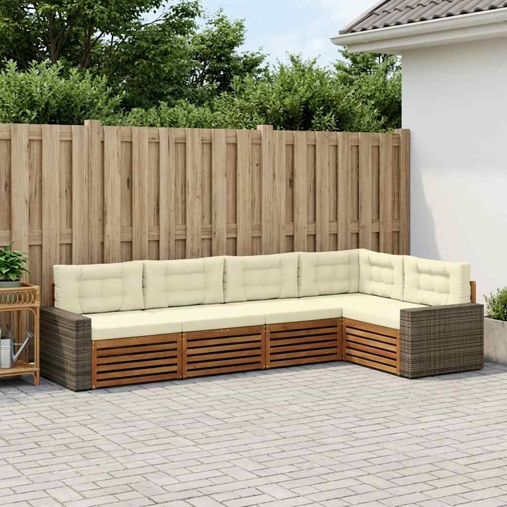 vidaXL Zestaw sof na zewnątrz 5 pcs Naturalny i Kremowy