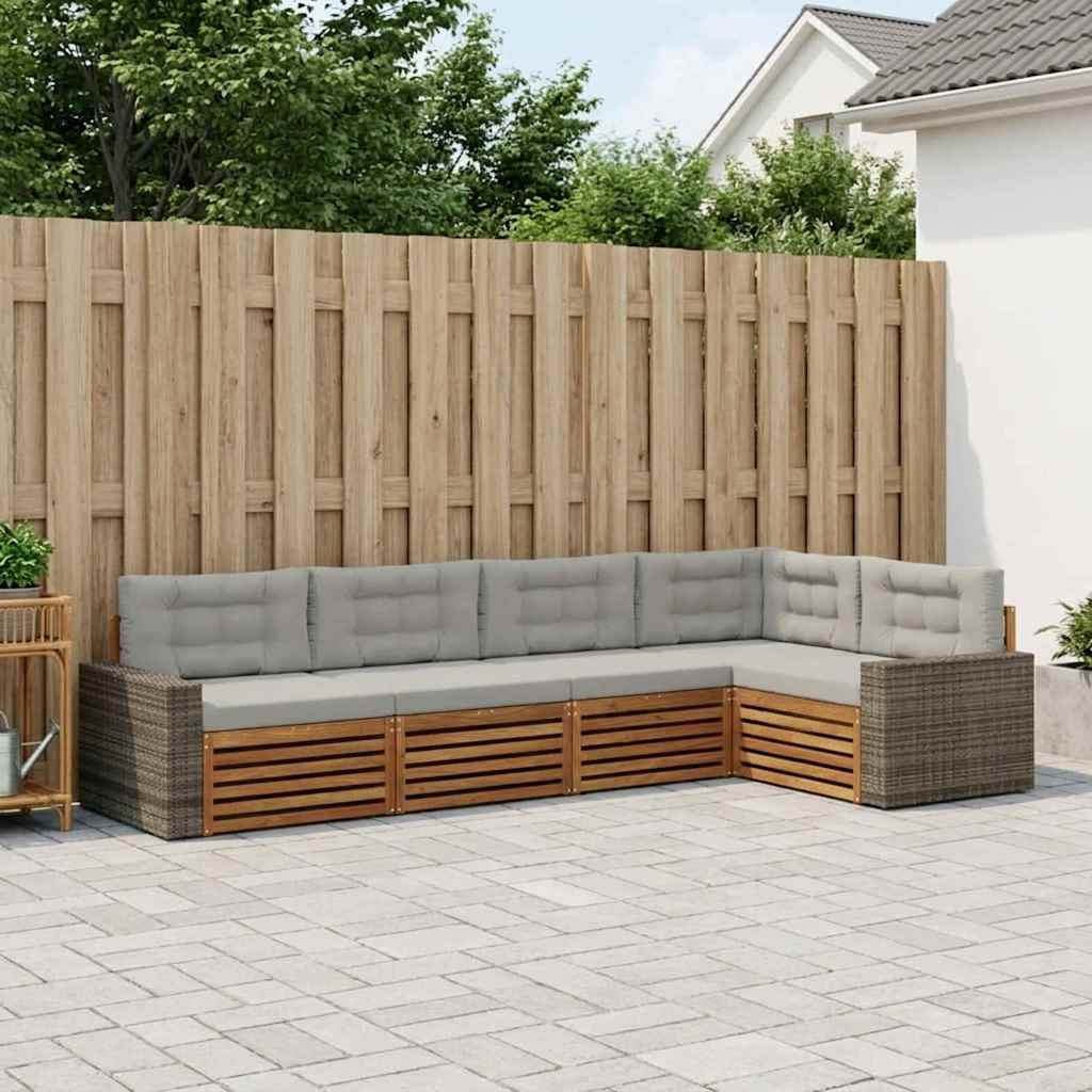 vidaXL Zestaw sof na zewnątrz 5 pcs Naturalny i jasnoszary