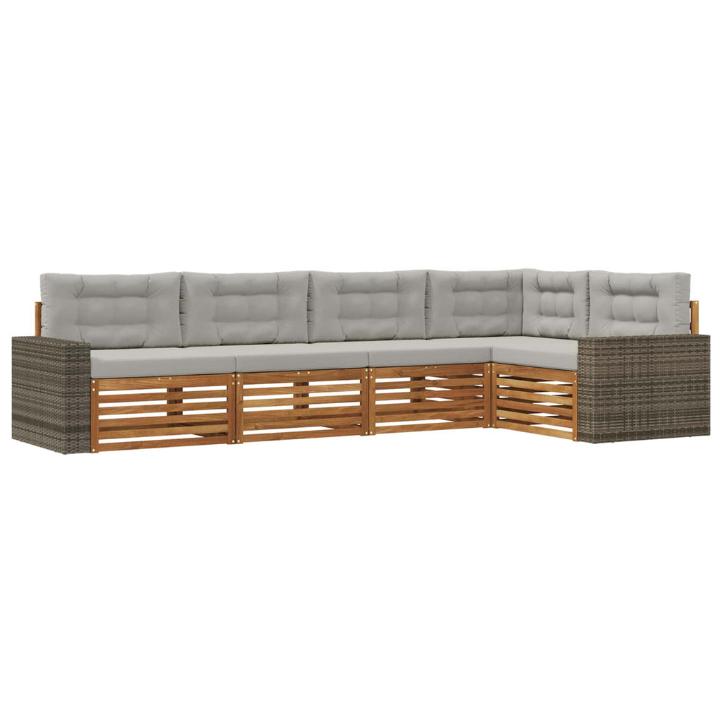vidaXL Zestaw sof na zewnątrz 5 pcs Naturalny i jasnoszary