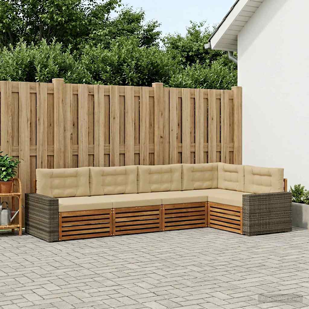 vidaXL Zestaw sof na zewnątrz 5 pcs Naturalny i Beżowy