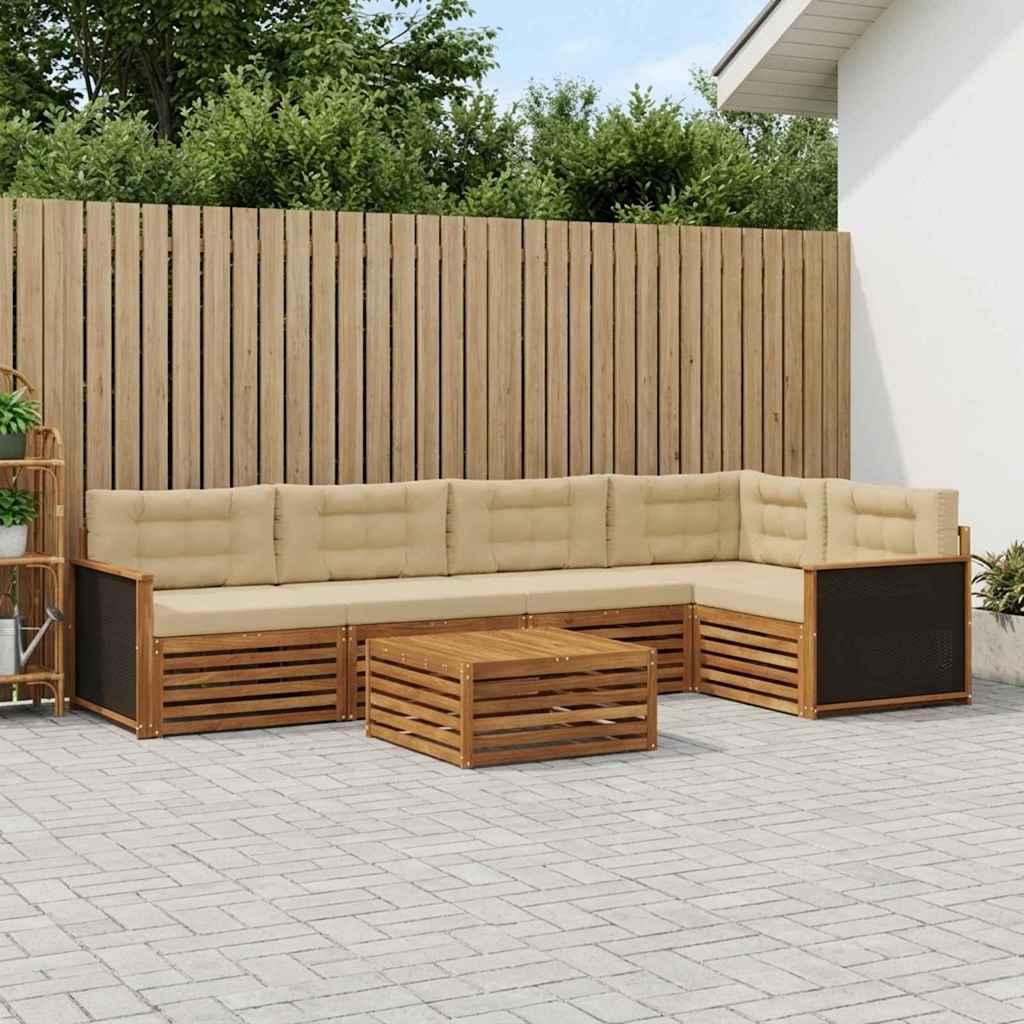 vidaXL Zestaw sof na zewnątrz 6 pcs Naturalny i Beżowy 79 x 79 x 37 cm