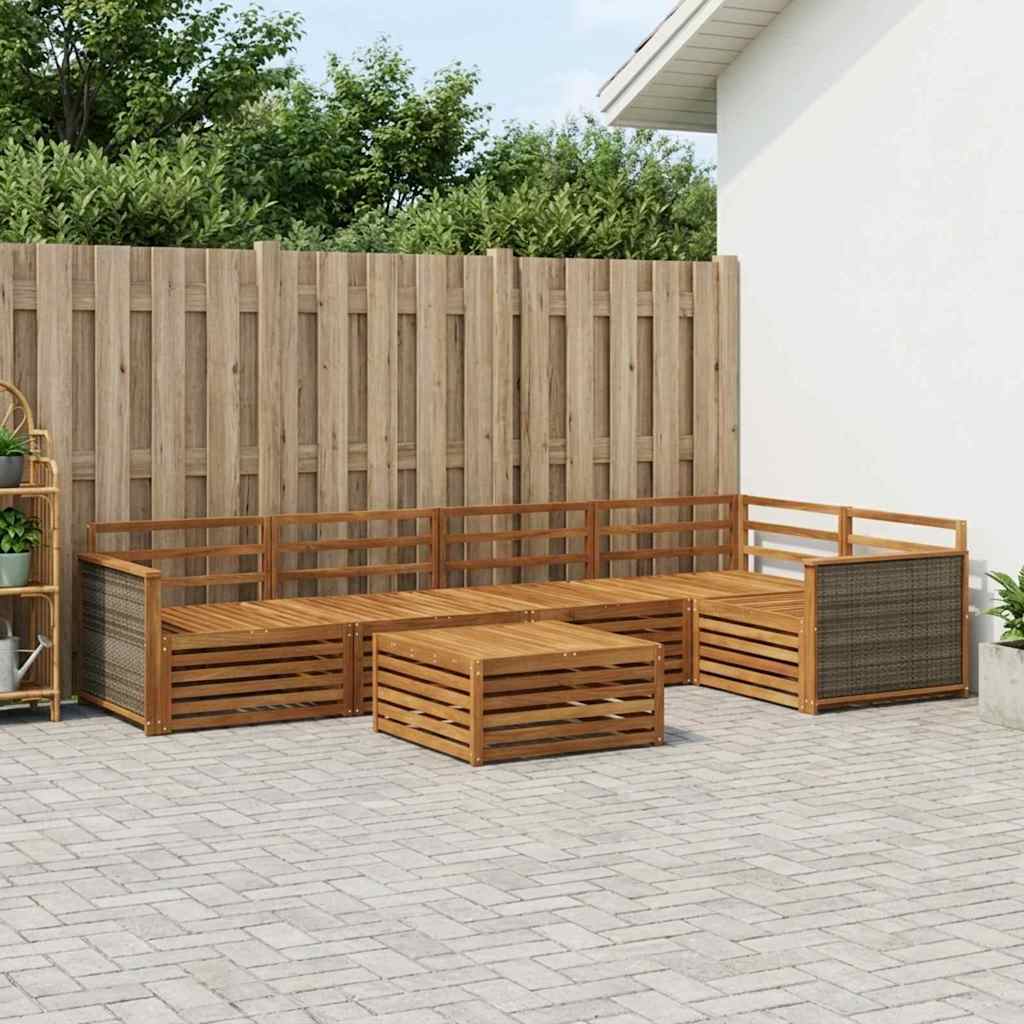 vidaXL Zestaw sof na zewnątrz 6 pcs naturalny Lite Drewno Akacji