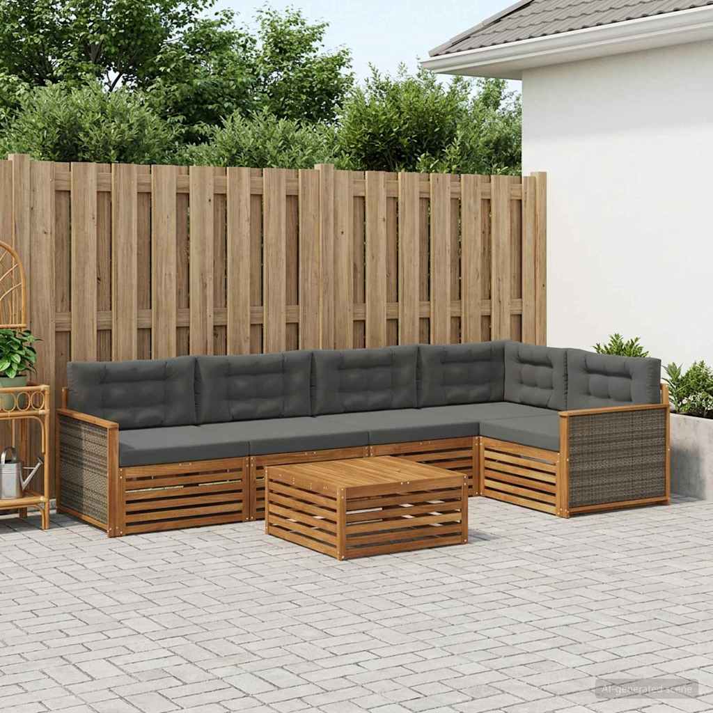 vidaXL Zestaw sof na zewnątrz z poduszką 6 pcs Naturalny i Antracytowy