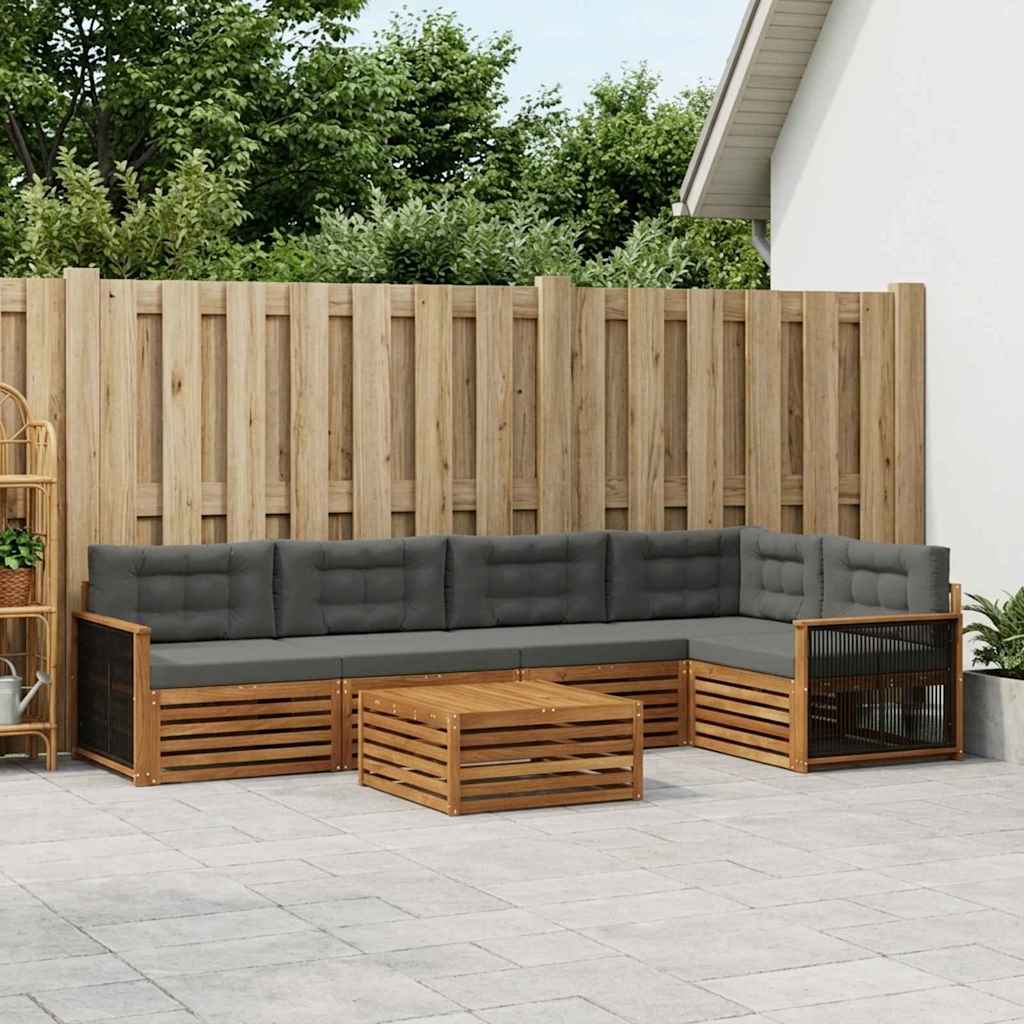 vidaXL Zestaw sof na zewnątrz z poduszką 6 pcs Naturalny i Antracytowy