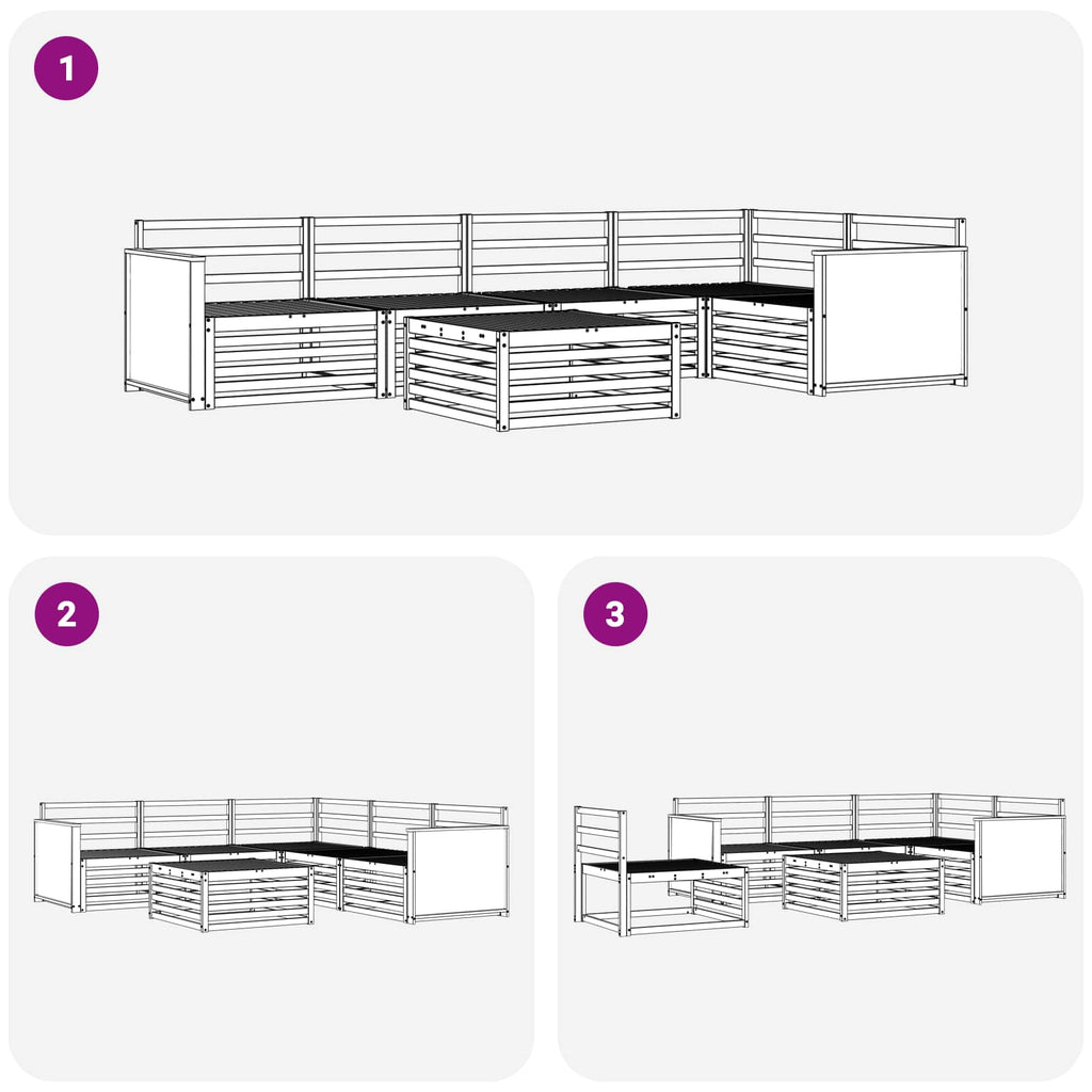 vidaXL Zestaw sof na zewnątrz 6 pcs naturalny Lite Drewno Akacji