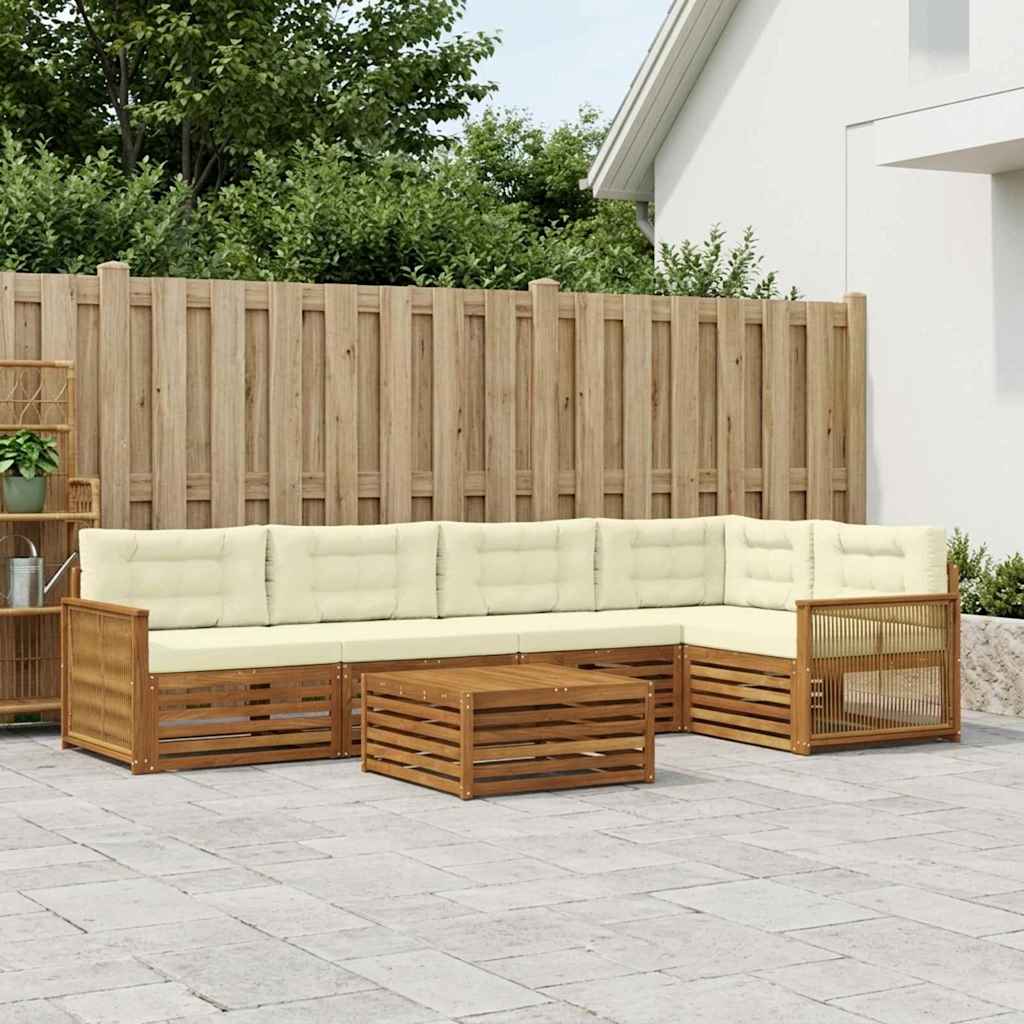 vidaXL Zestaw sof na zewnątrz z poduszką 6 pcs Naturalny i Kremowy