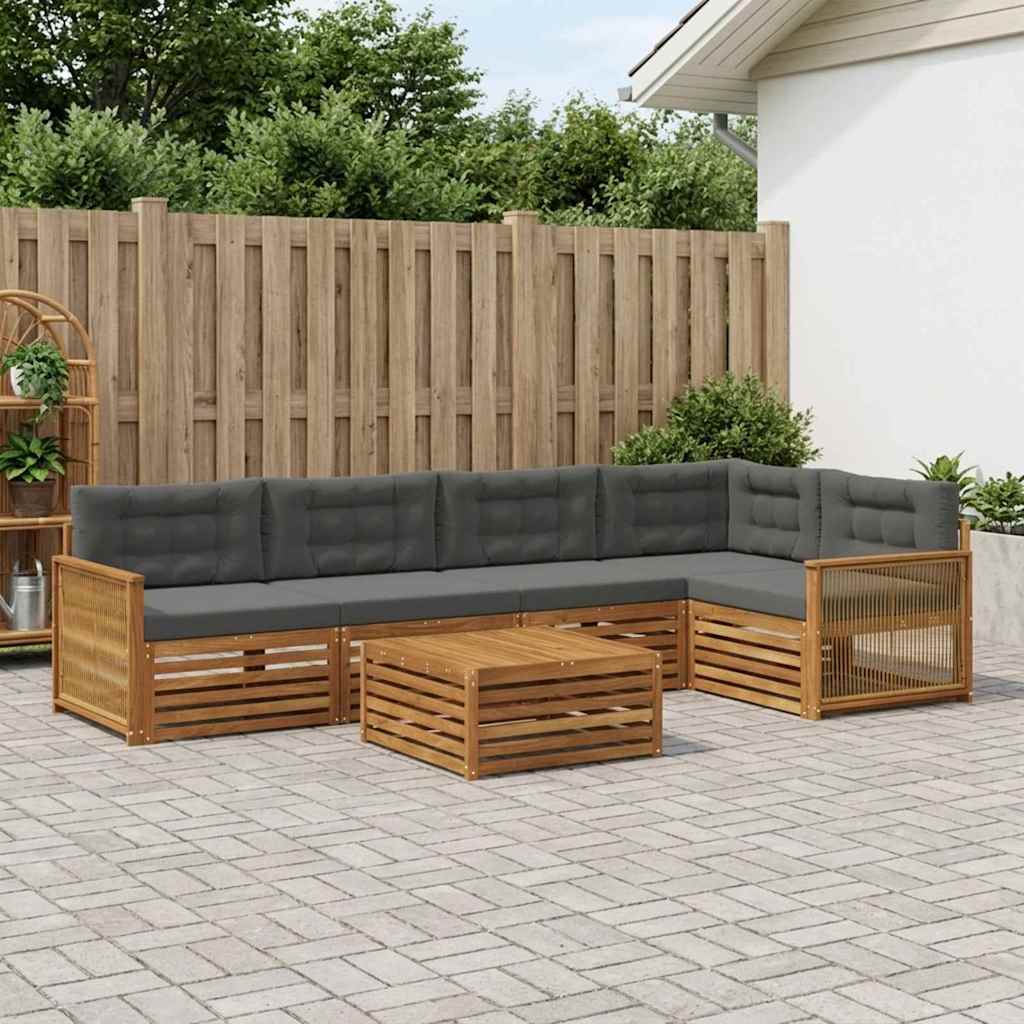 vidaXL Zestaw sof na zewnątrz z poduszką 6 pcs Naturalny i Antracytowy