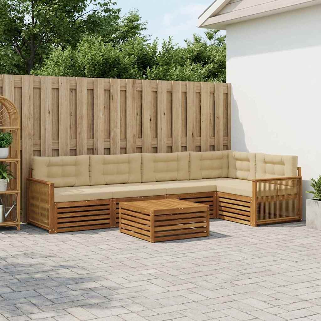 vidaXL Zestaw sof na zewnątrz z poduszką 6 pcs Naturalny i Beżowy