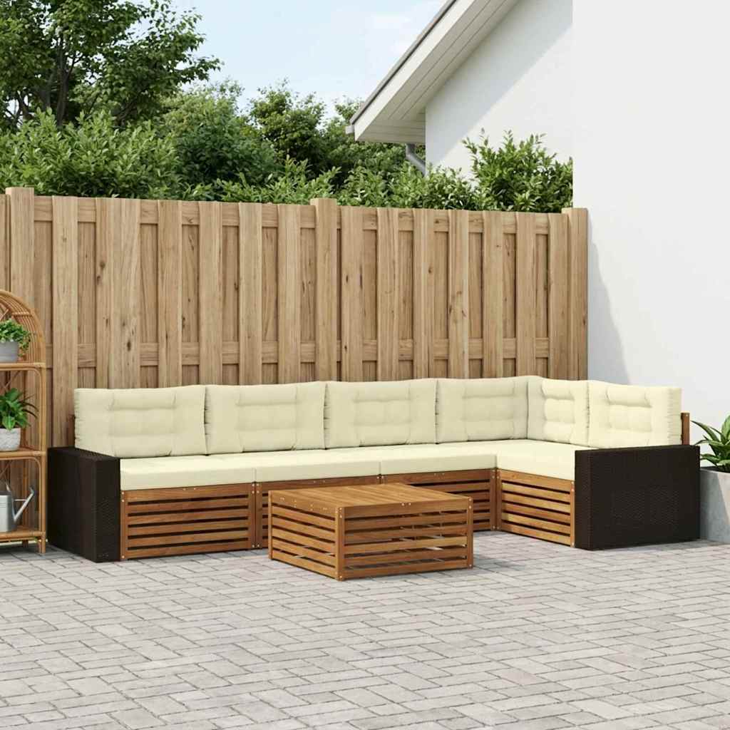 vidaXL Zestaw sof na zewnątrz 6 pcs Naturalny i Kremowy