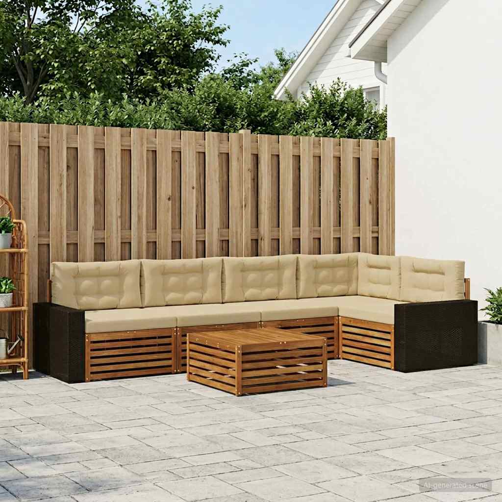 vidaXL Zestaw sof na zewnątrz 6 pcs Naturalny i Beżowy 79 x 79 x 37 cm