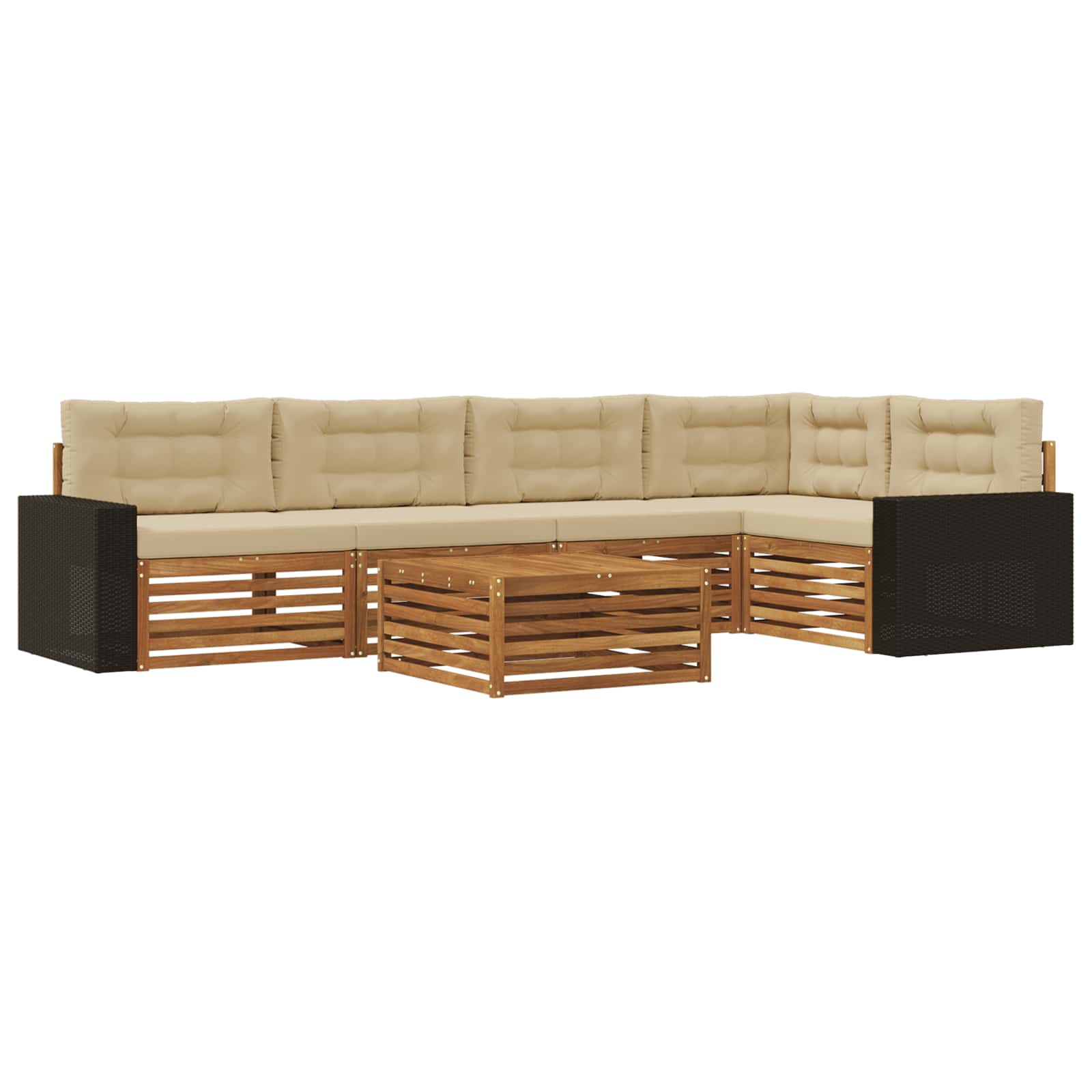 vidaXL Zestaw sof na zewnątrz 6 pcs Naturalny i Beżowy 79 x 79 x 37 cm