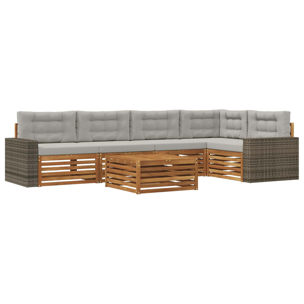 vidaXL Zestaw sof na zewnątrz 6 pcs Naturalny i jasnoszary