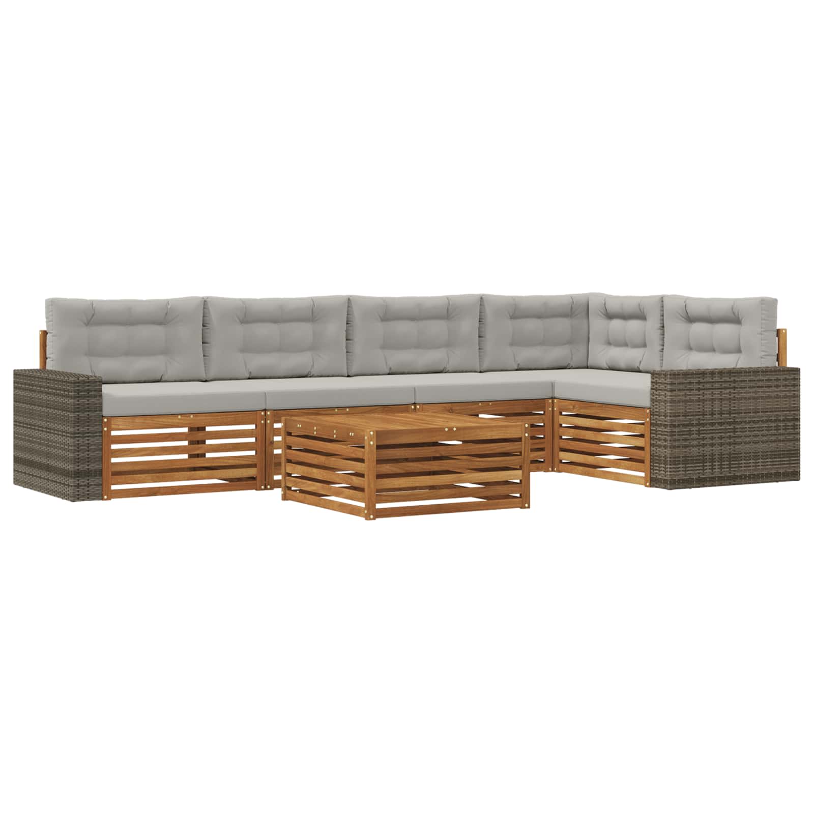vidaXL Zestaw sof na zewnątrz 6 pcs Naturalny i jasnoszary