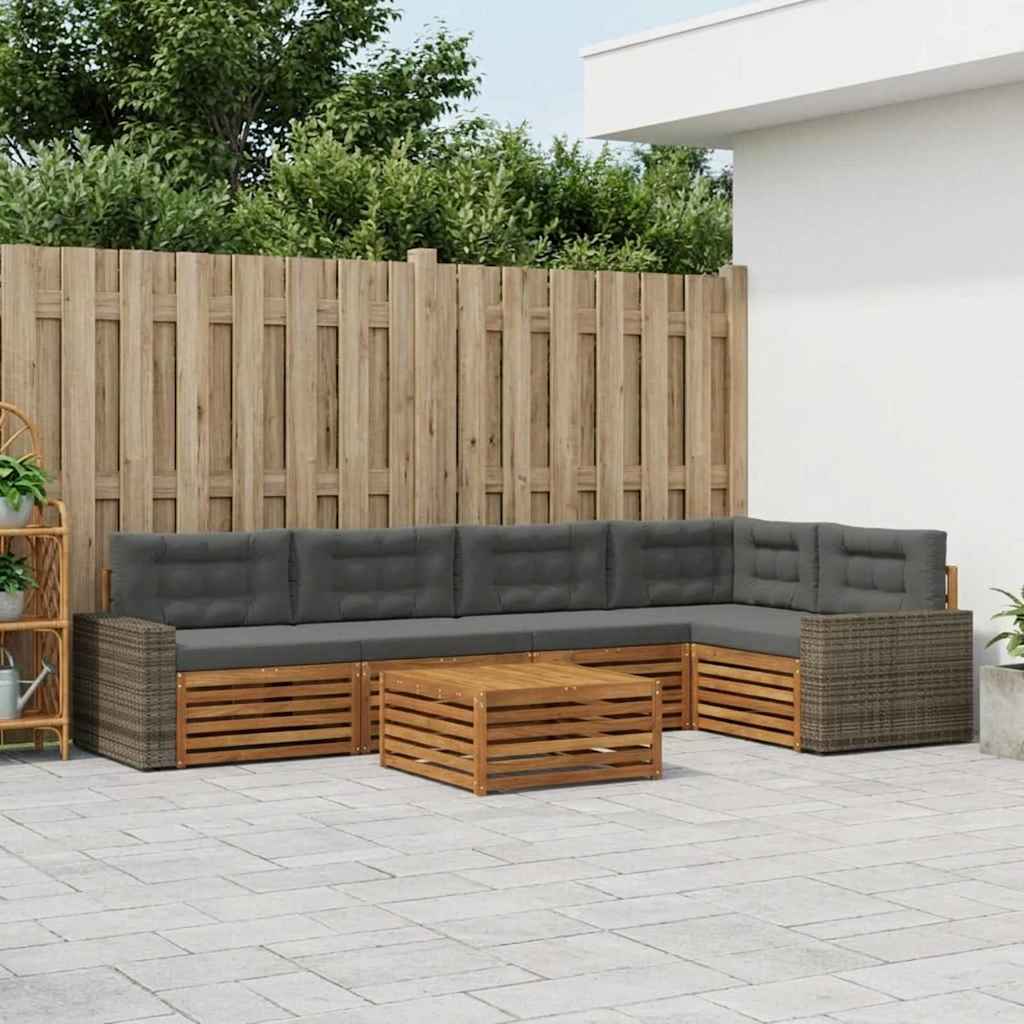 vidaXL Zestaw sof na zewnątrz 6 pcs Naturalny i Antracytowy