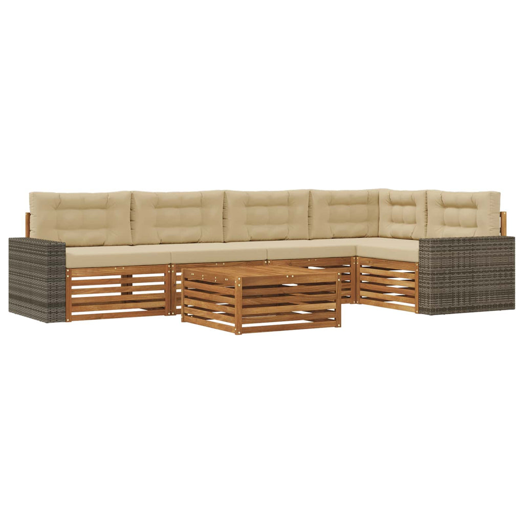 vidaXL Zestaw sof na zewnątrz 6 pcs Naturalny i Beżowy 79 x 79 x 37 cm