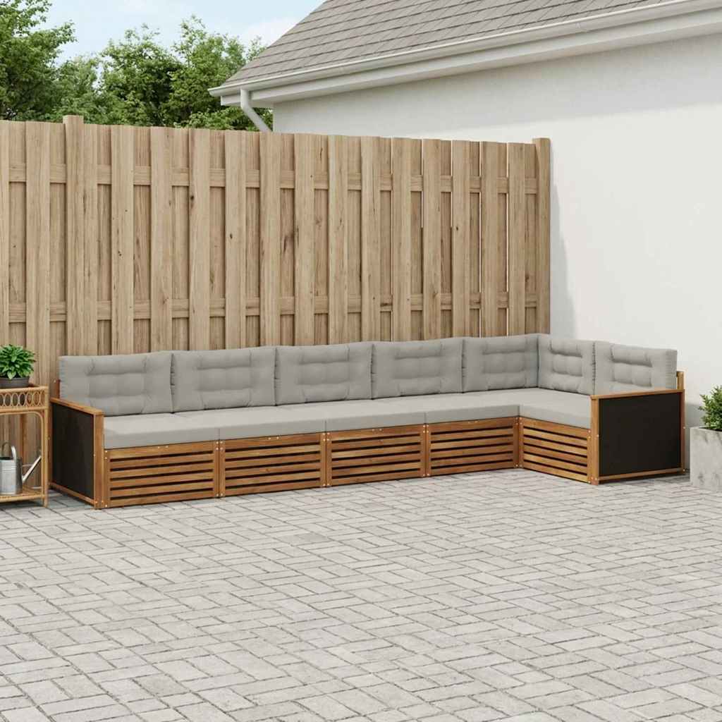 vidaXL Zestaw sof na zewnątrz 6 pcs Naturalny i jasnoszary