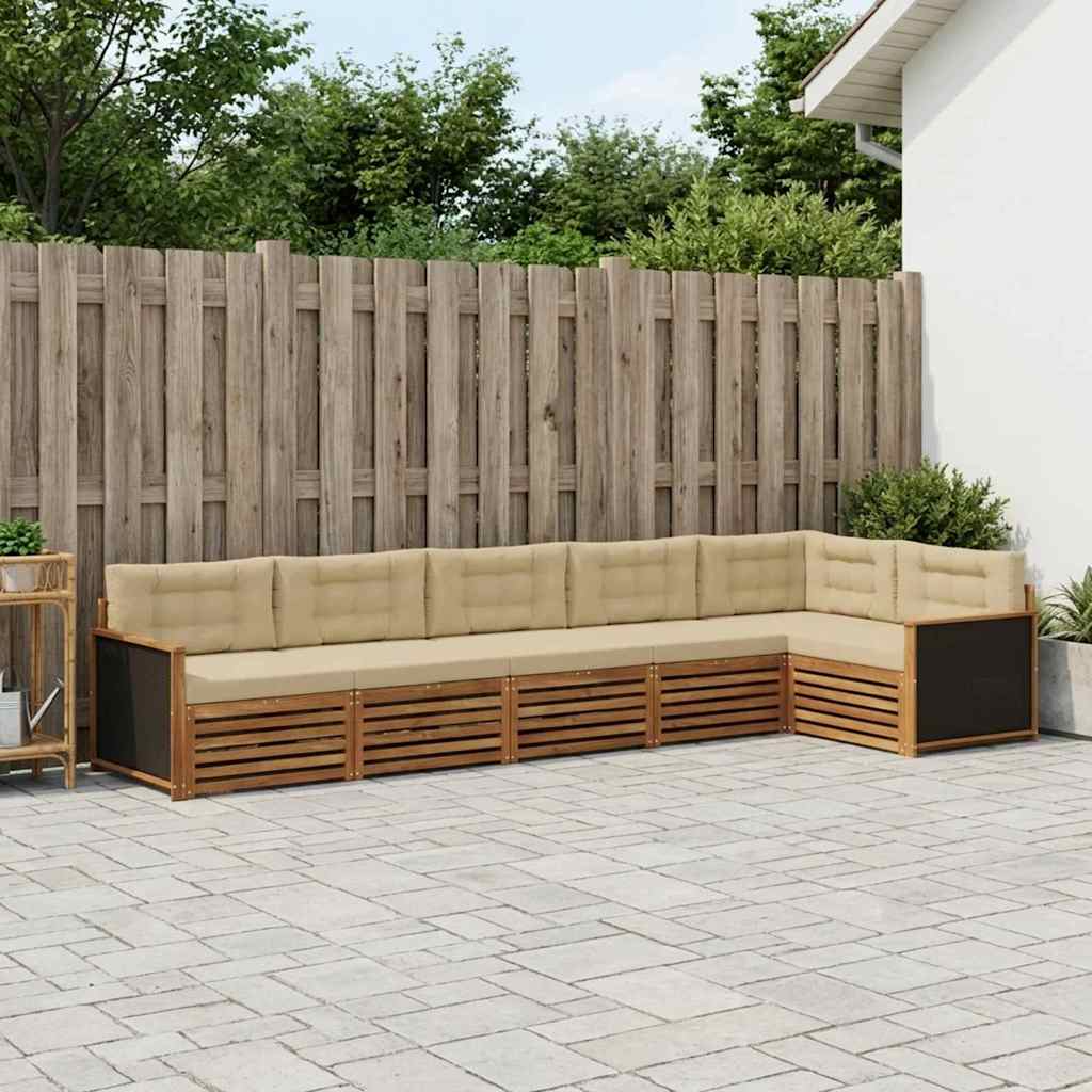 vidaXL Zestaw sof na zewnątrz 6 pcs Naturalny i Beżowy