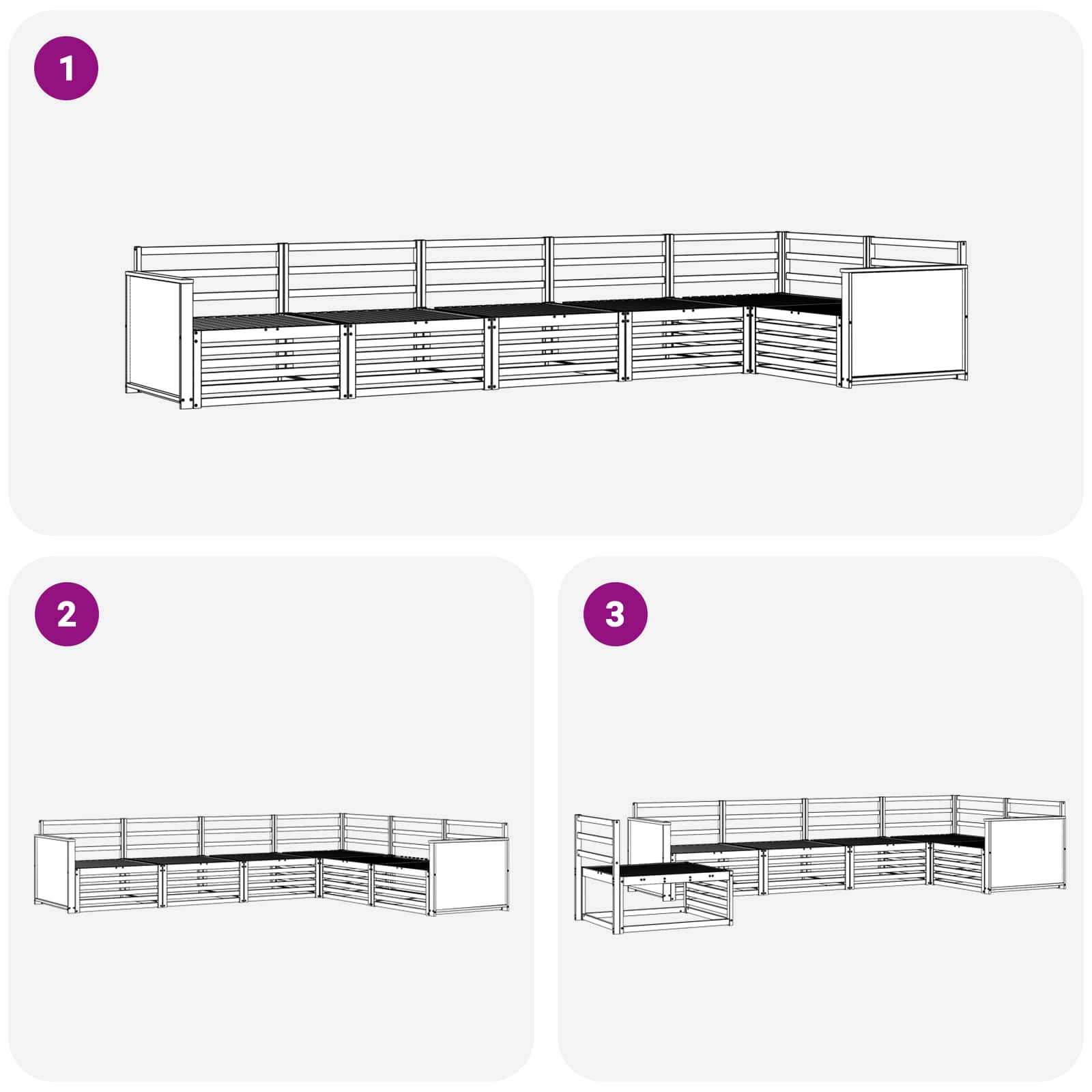 vidaXL Zestaw sof na zewnątrz 6 pcs naturalny Lite Drewno Akacji