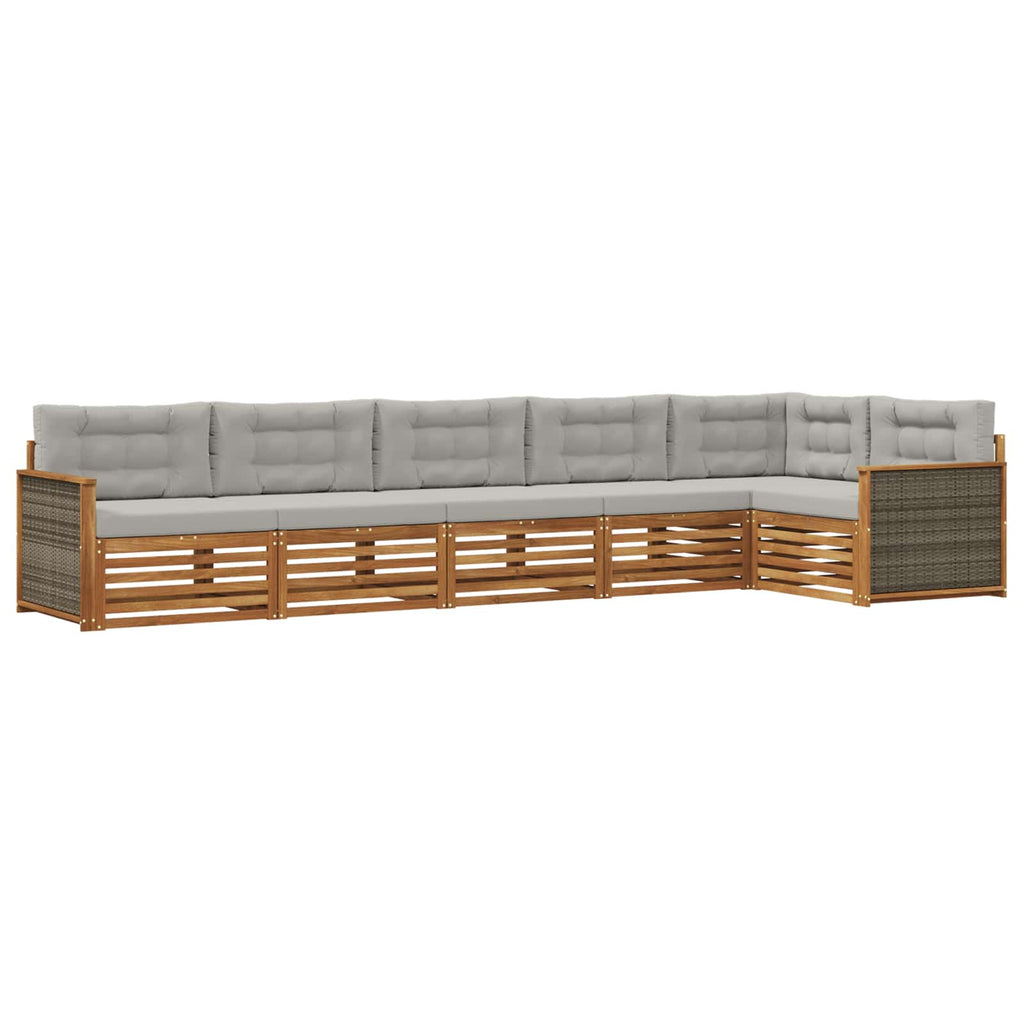 vidaXL Zestaw sof na zewnątrz z poduszką 6 pcs Naturalny i jasnoszary