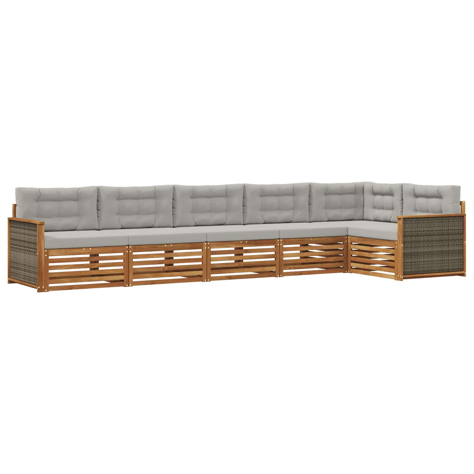 vidaXL Zestaw sof na zewnątrz z poduszką 6 pcs Naturalny i jasnoszary
