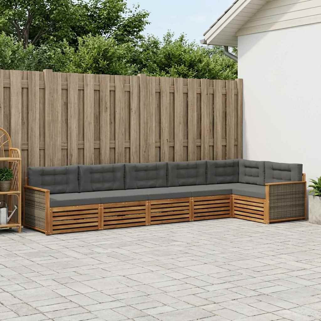 vidaXL Zestaw sof na zewnątrz z poduszką 6 pcs Naturalny i Antracytowy