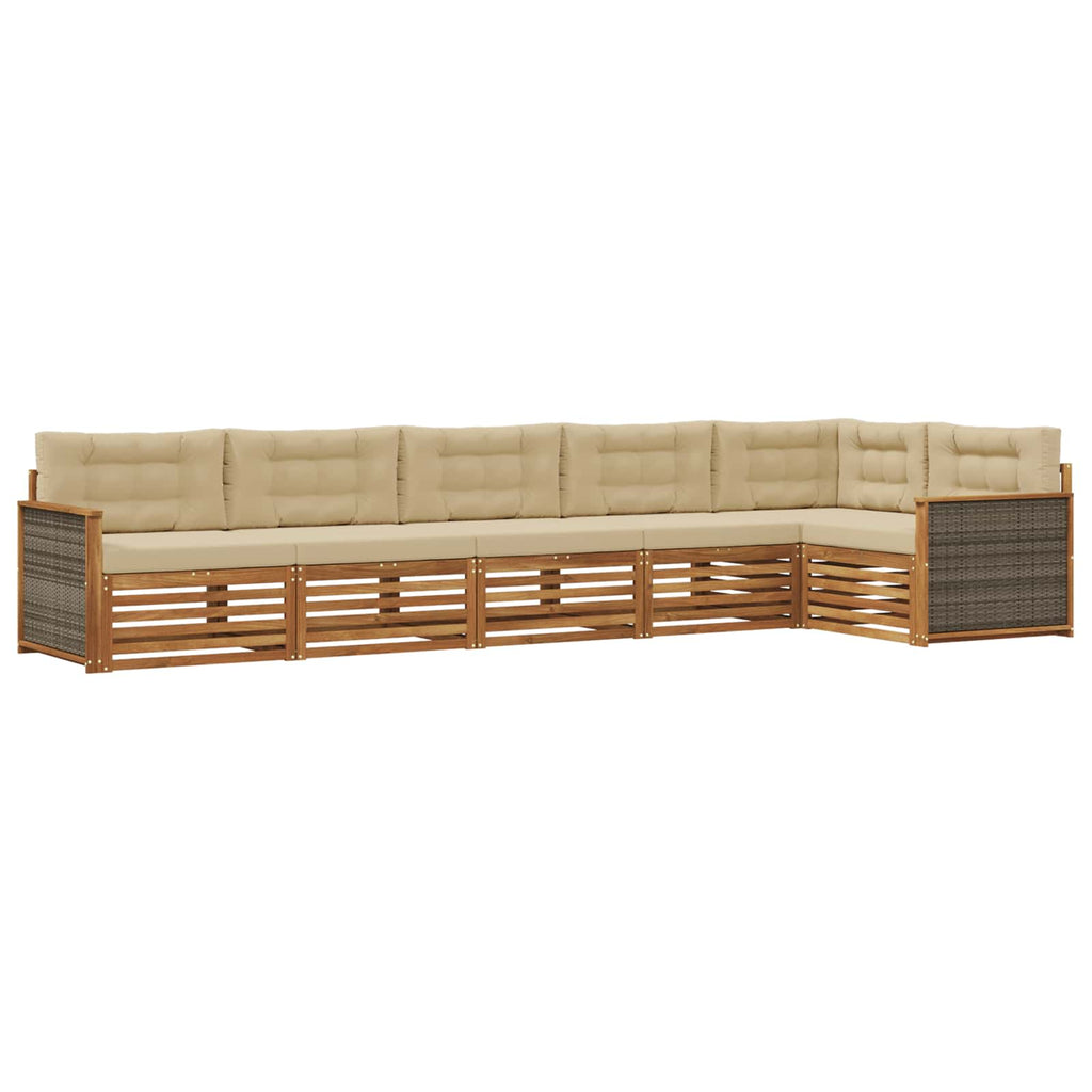 vidaXL Zestaw sof na zewnątrz z poduszką 6 pcs Naturalny i Beżowy
