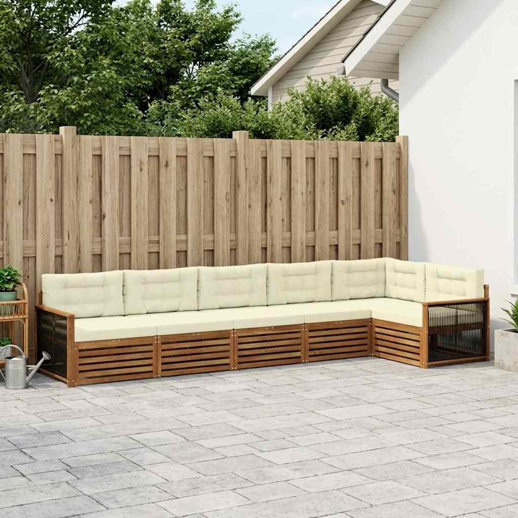 vidaXL Zestaw sof na zewnątrz z poduszką 6 pcs Naturalny i Kremowy