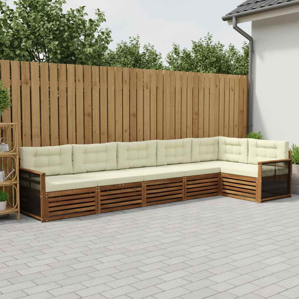 vidaXL Zestaw sof na zewnątrz z poduszką 6 pcs Naturalny i Kremowy