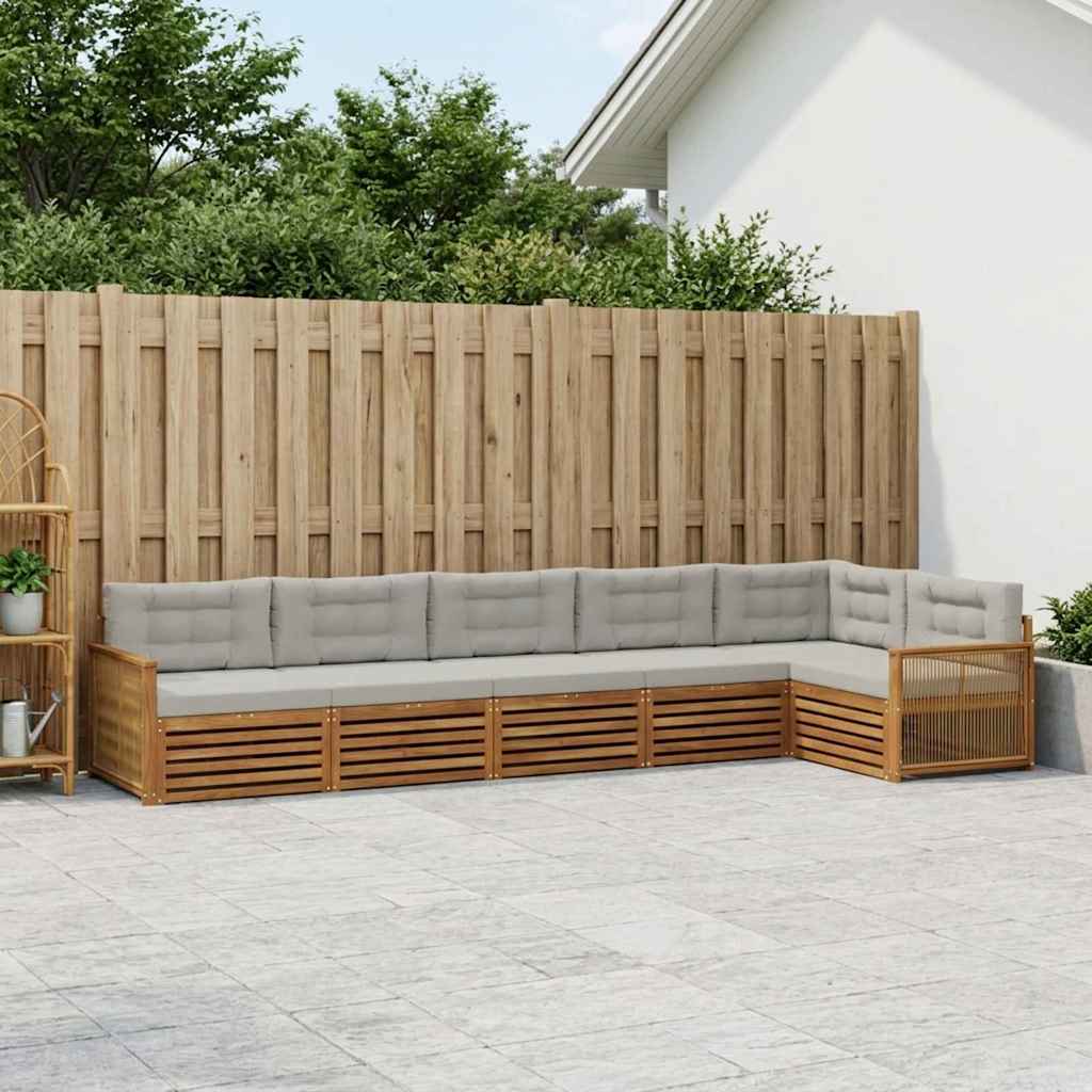 vidaXL Zestaw sof na zewnątrz z poduszką 6 pcs Naturalny i jasnoszary