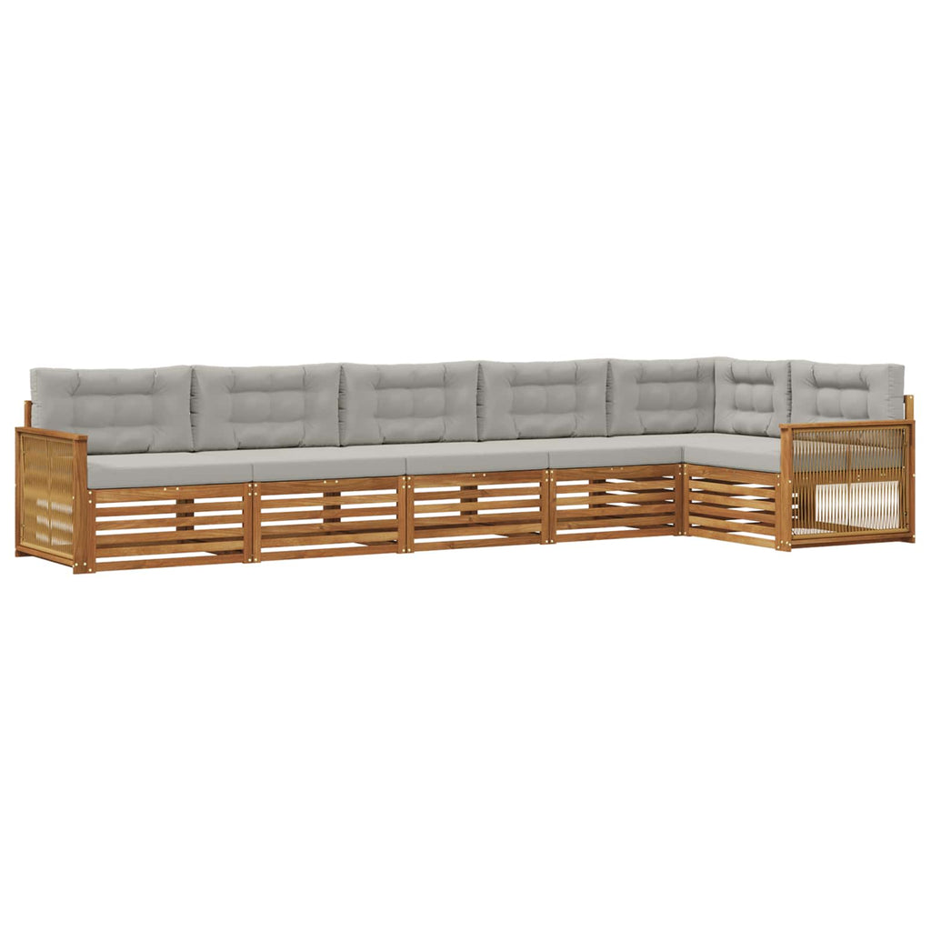 vidaXL Zestaw sof na zewnątrz z poduszką 6 pcs Naturalny i jasnoszary