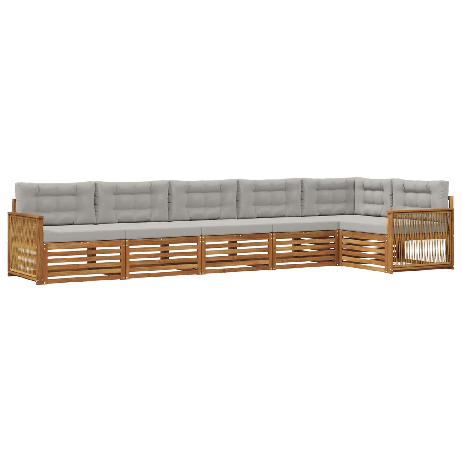 vidaXL Zestaw sof na zewnątrz z poduszką 6 pcs Naturalny i jasnoszary