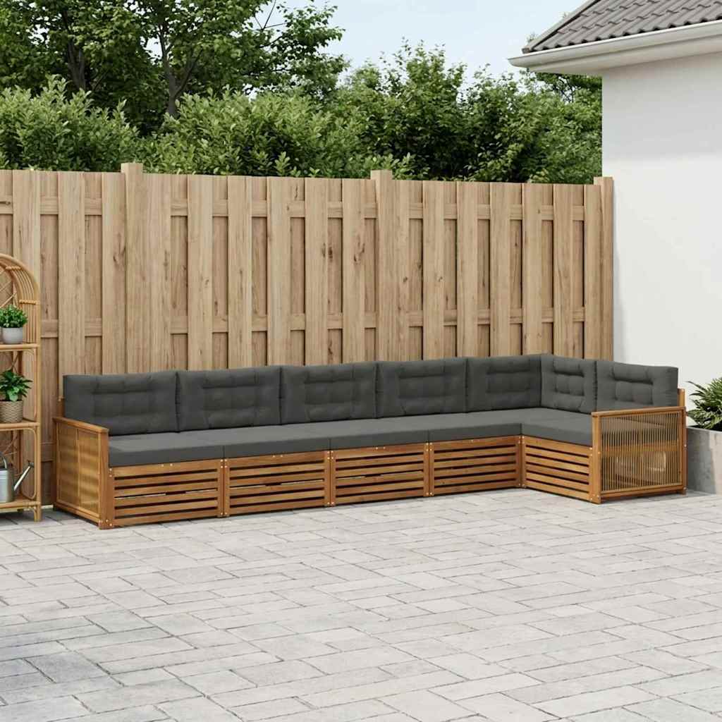 vidaXL Zestaw sof na zewnątrz z poduszką 6 pcs Naturalny i Antracytowy