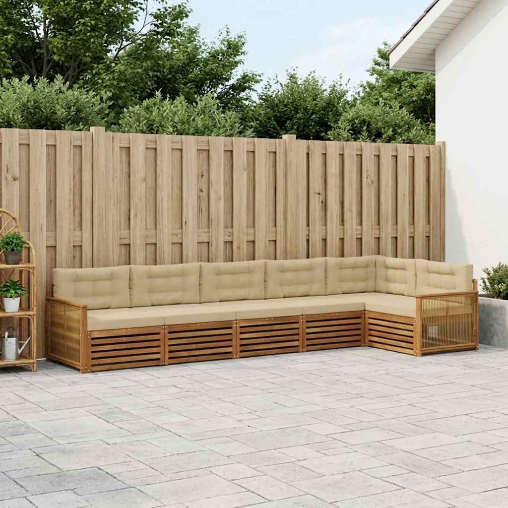 vidaXL Zestaw sof na zewnątrz z poduszką 6 pcs Naturalny i Beżowy