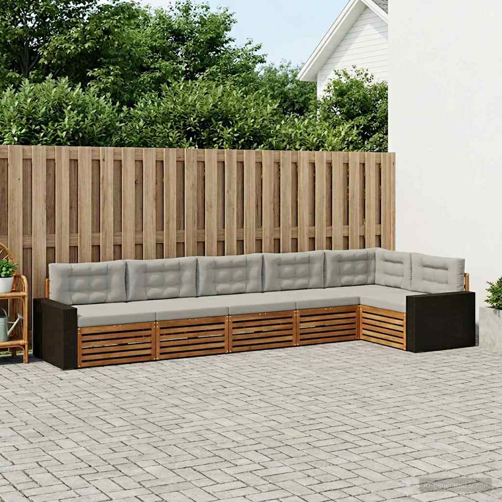 vidaXL Zestaw sof na zewnątrz 6 pcs Naturalny i jasnoszary