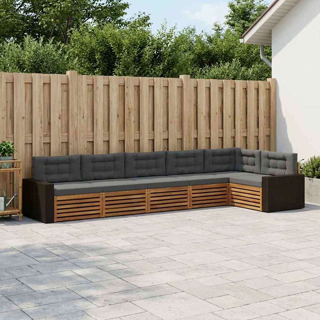 vidaXL Zestaw sof na zewnątrz 6 pcs Naturalny i Antracytowy