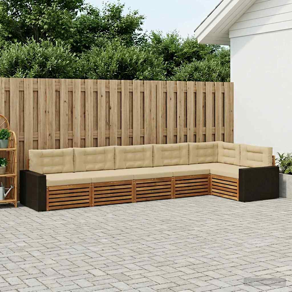 vidaXL Zestaw sof na zewnątrz 6 pcs Naturalny i Beżowy