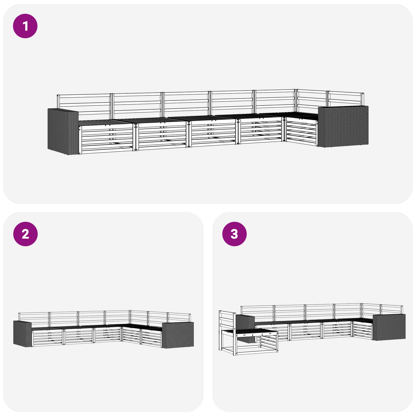 vidaXL Zestaw sof na zewnątrz 6 pcs naturalny 402 x 172,5 x 73 cm
