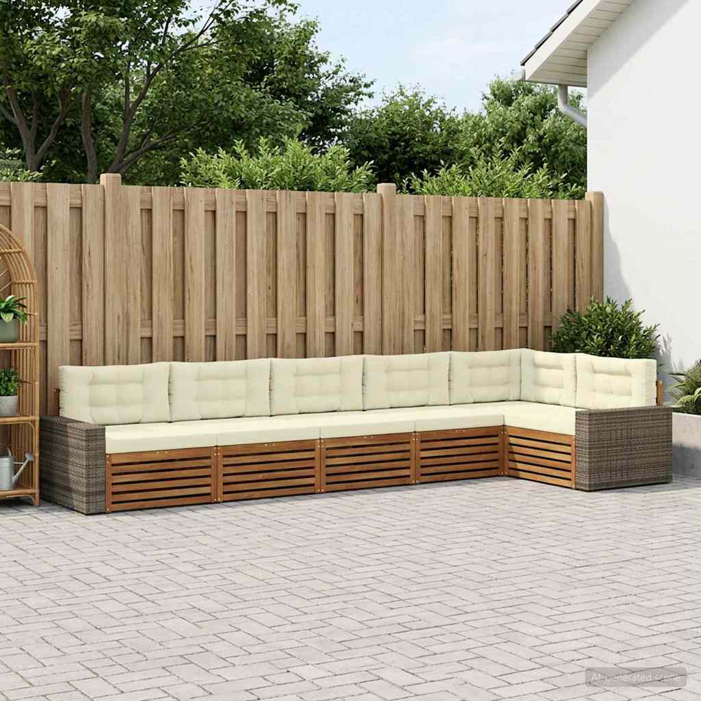 vidaXL Zestaw sof na zewnątrz 6 pcs Naturalny i Kremowy