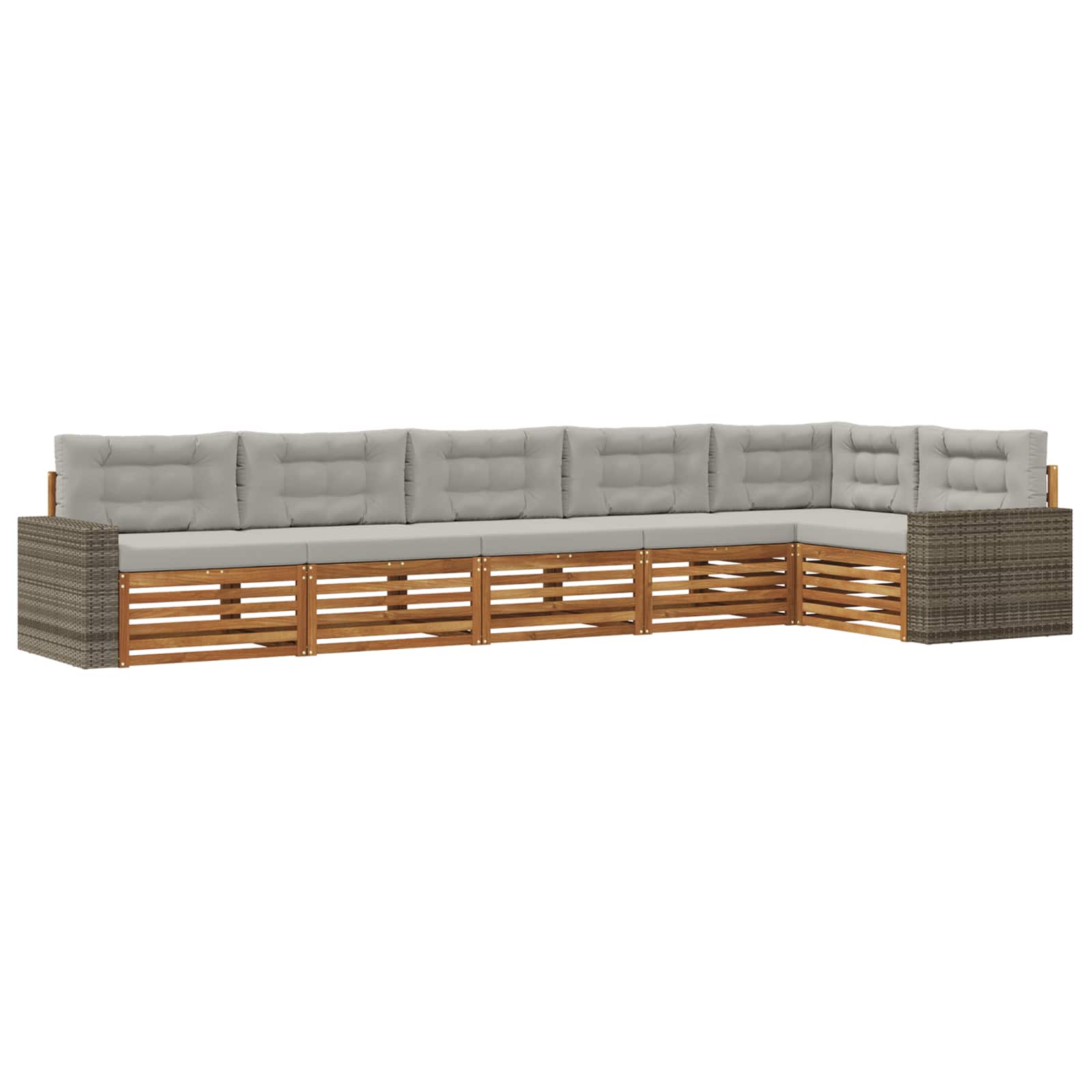 vidaXL Zestaw sof na zewnątrz 6 pcs Naturalny i jasnoszary